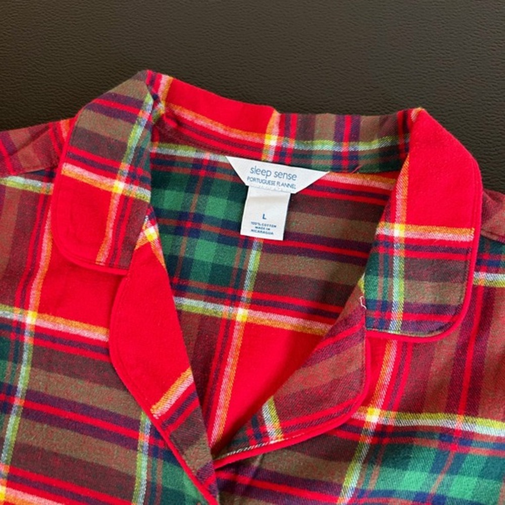 Sleep Sense Red and Green Plaid Women's Flannel Sleep Shirt Size L NWT - Picture 2 of 8